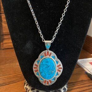 Faux Turquoise / Coral Necklace